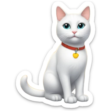 Whit cat Going for a walk Golden Gate Bridge in the background and sunset sticker