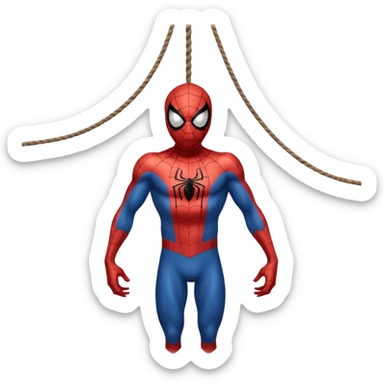 spiderman hanging himself with a noose made of webs sticker