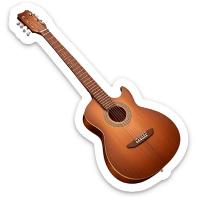 Cinematic Realistic Guitar, smooth mahogany body with intricate wood grain, steel strings reflecting soft light, gentle hand positioning on the fretboard, glowing with warmth and musical soul. sticker