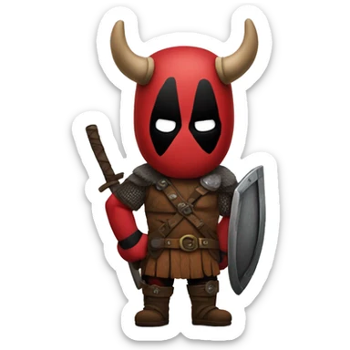Viking wearing a deadpool costume, HD  sticker