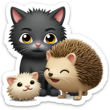 a cat and a hedgehog sticker