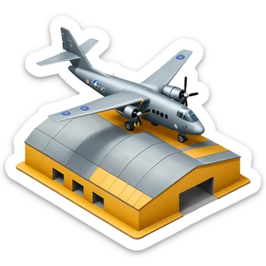 NATO military airplane  hangar isometry view sticker