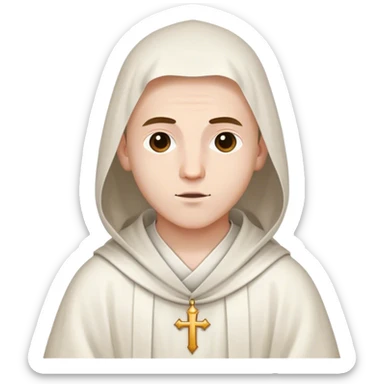 young Carthusian monk in white robe sticker