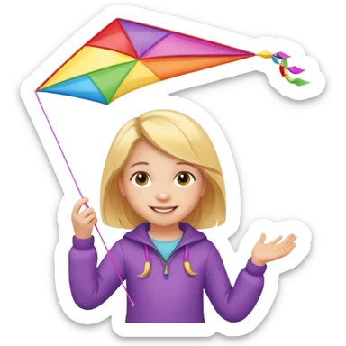 little girl kid with kite sticker