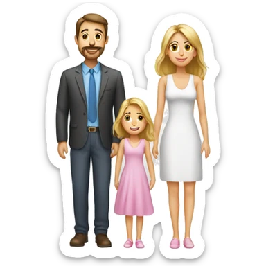 family mom dad girl sticker