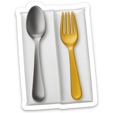 Fork and spoon in individual packaging sticker