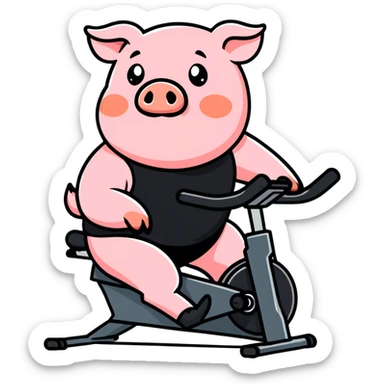 Pig practicing indoor cycle sticker