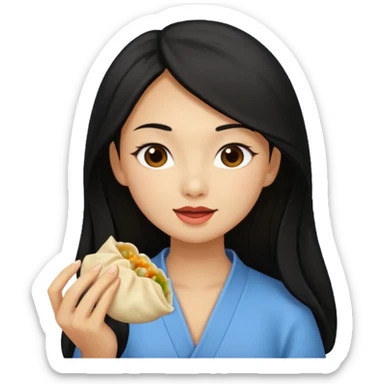 dumpling eat ginger woman long hair sticker