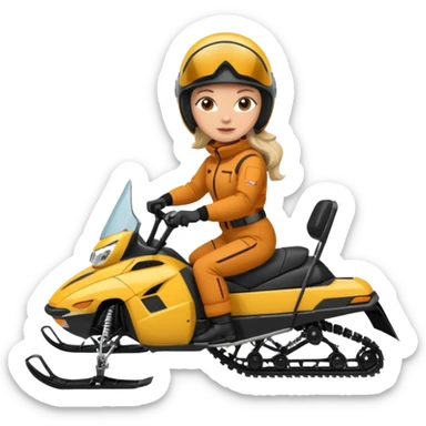 Woman on snowmobile sticker