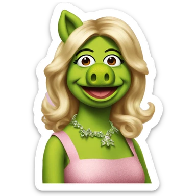 Kermit the frog and miss piggy mixd together  sticker