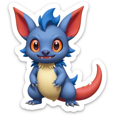 Cute adorable Stitch-Salandit-Noibat-Zangoose-fusion, full body sticker