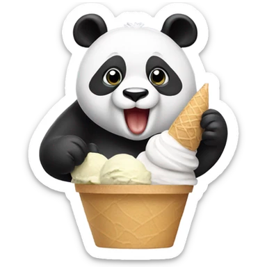 Panda eating ice cream sticker