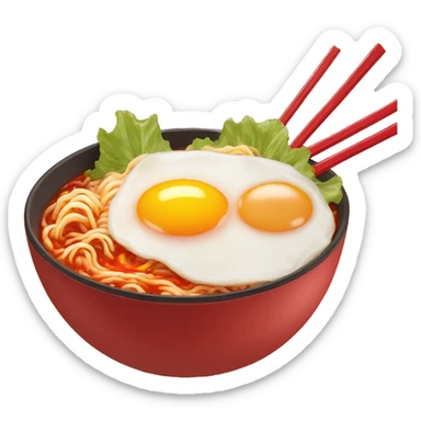 Spicy red ramen with a fried egg  sticker