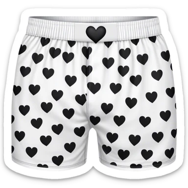Black heart patterned white pair of boxers sticker