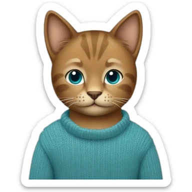 Anthropomorphic Cat with Tan Fur and Brown hair wearing a Cyan jumper and blue jeans sticker