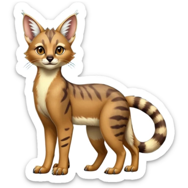  glorious divine exotic cute cool beautiful shiny beautiful fantasy-caracal-civet-genet-sergal-vernid-Cacomistle-oncilla-animal-Fakémon-hybrid-fursona (full body) sticker