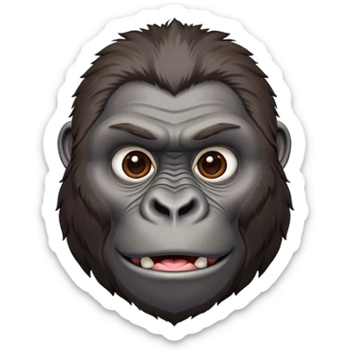 Expressive gorilla head, detailed ape features, strong facial structure, primate emoji sticker