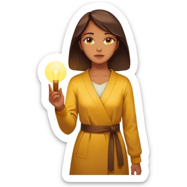  woman standing in front of a long road, looking forward with confidence—behind her, multiple closed doors symbolizing rejection, but one door ahead is glowing, representing the path forward. In her hand, she holds a small bright light, symbolizing her knowing—her guide. sticker