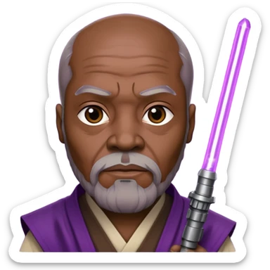 star wars master windu with purple lightsaber sticker