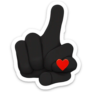 Black broken heart wiith a finger gun sticker