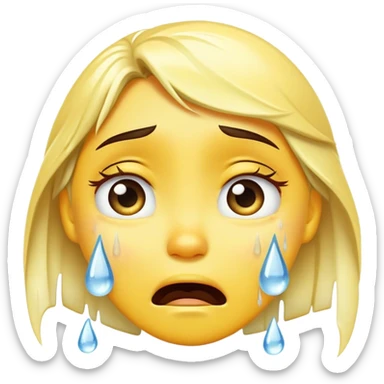 A crying emoji, with tears that freeze sticker