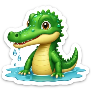 baby crocodile is showing under the shower  sticker
