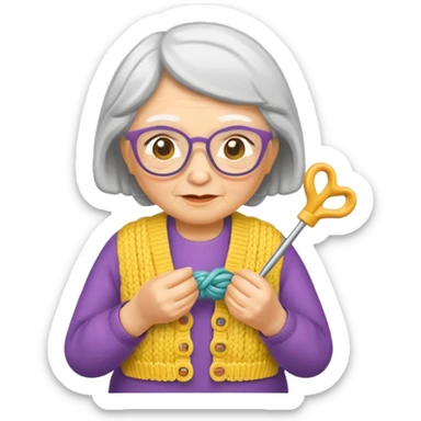 knitting grandma yellow sticker