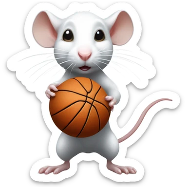 White rat playing basketball  sticker