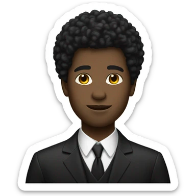 black young man with afro mullet hair in black suit sticker