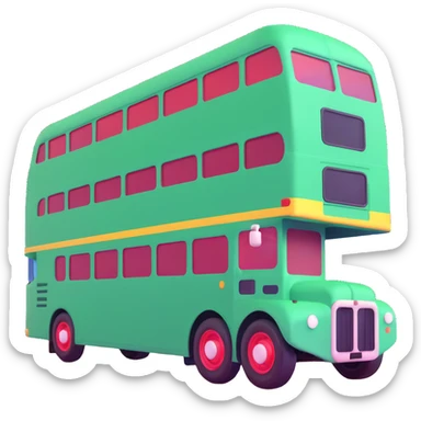 green double decker bus facing right sticker