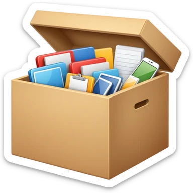 Box full of desktop material  sticker