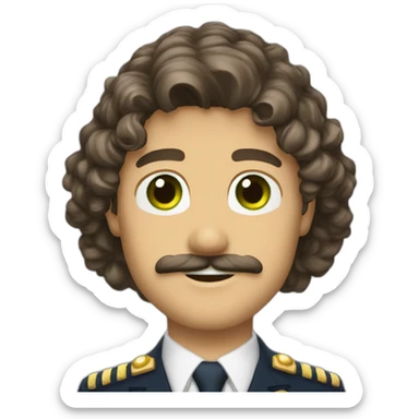 man-young-long-curly-hair-italian-green-eyes-mustache-marine-suit sticker
