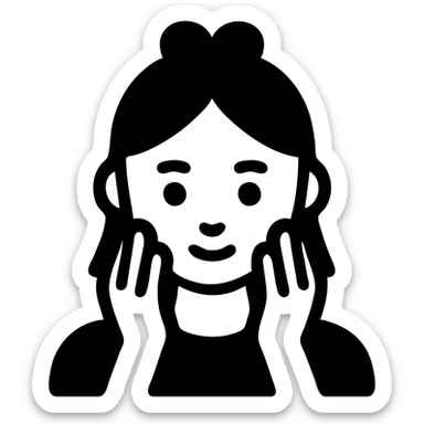 Asian girl doing skincare sticker