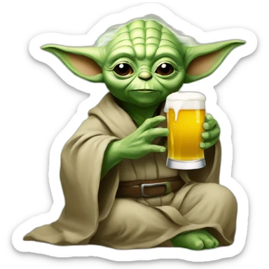 Yoda drinking a beer sticker
