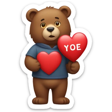 bear holding I love you sign  sticker