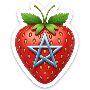 Strawberry with pentacle on it sticker