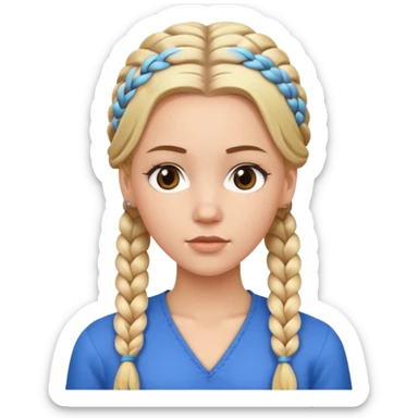 white girl with full braided blonde hair, side cornrows sticker