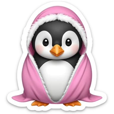 Cute penguin wrapped on pink blanket sticker