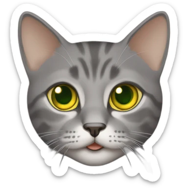 American short hair cat rubby- gray hair-yellow green eyes sticker
