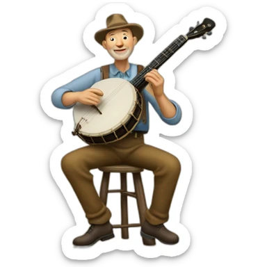 pete seeger playing a banjo 1960 sticker
