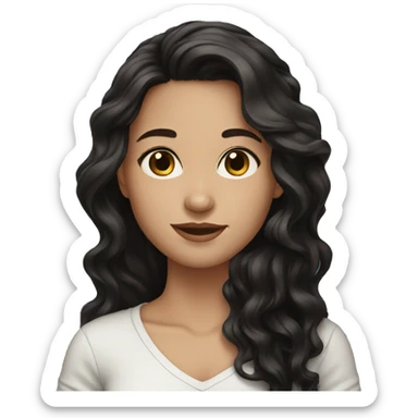 brunette girl long black wavy hair sticker