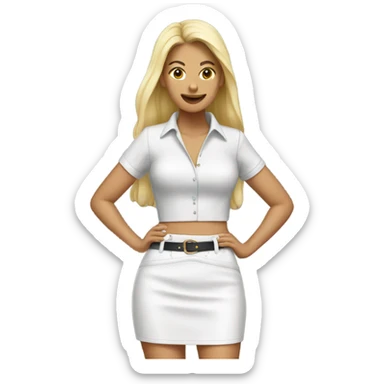 White High waisted leather skirt isolated sticker