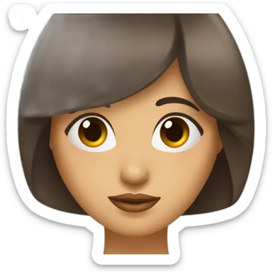 Mujer flequillo piel clara pelo marrón labios grandes sticker