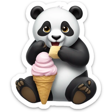 Panda eating ice cream sticker