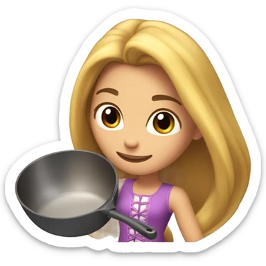 Rapunzel with a frying pan sticker