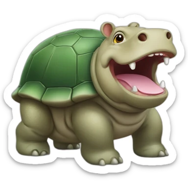 Hippopotame sur tortue sticker
