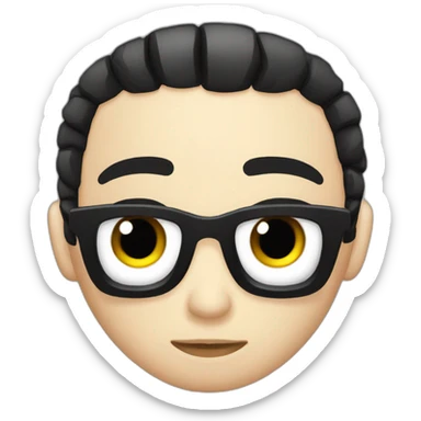 Emo, black hair, black eyeshadow, sad face sticker