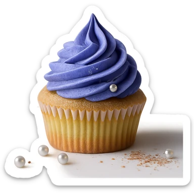 Change the icing to blueberry, keep the realistic cupcake and accessories, photorealistic style, transparent background. sticker