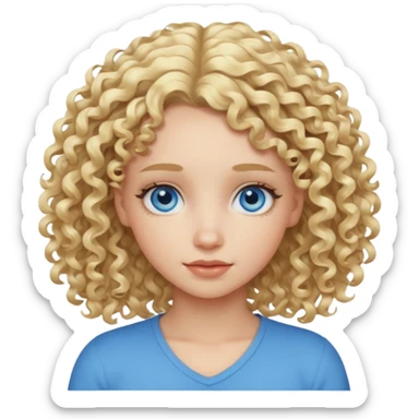 Cool blond curly girl blue eyes. Cooler color blond hair sticker