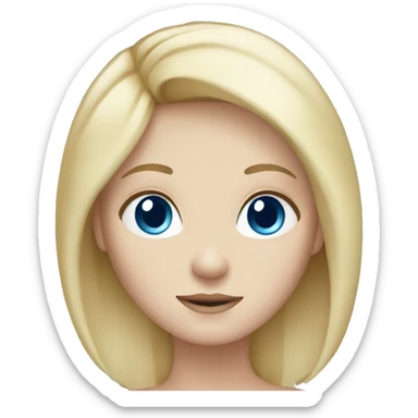 Pale girl with blonde way hair and blue eyes  sticker